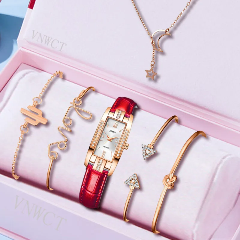 

Luxury Watches Women Square Rose Gold Wrist Watches Green Leather Fashion Watches Female Ladies Quartz Clock Gifts montre femme