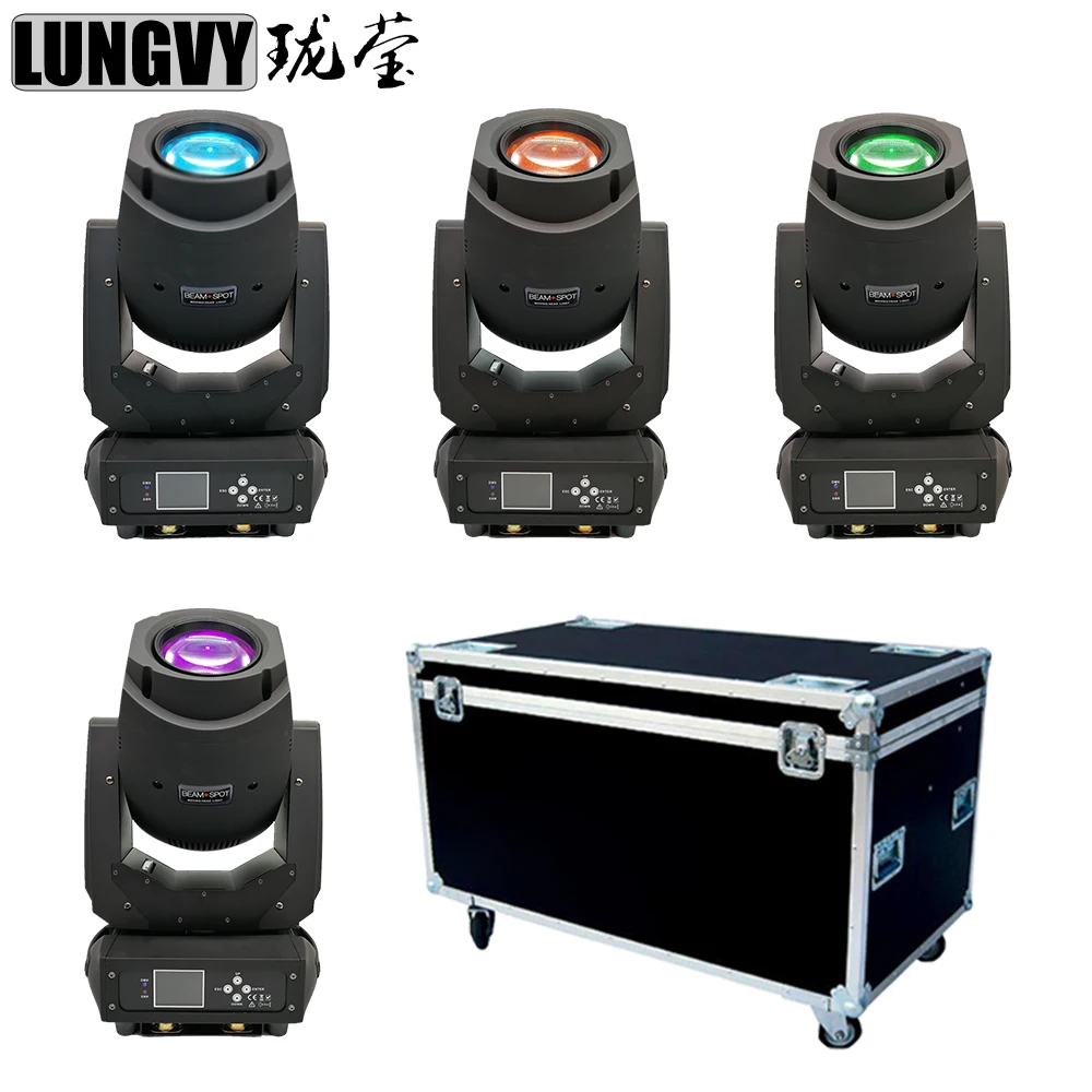 

Free Shipping 4 Lights+1 Flight Case LED 200w Moving Head Beam Spot Wash 3in1 Light Party Light DJ Stage Light Moving Heads