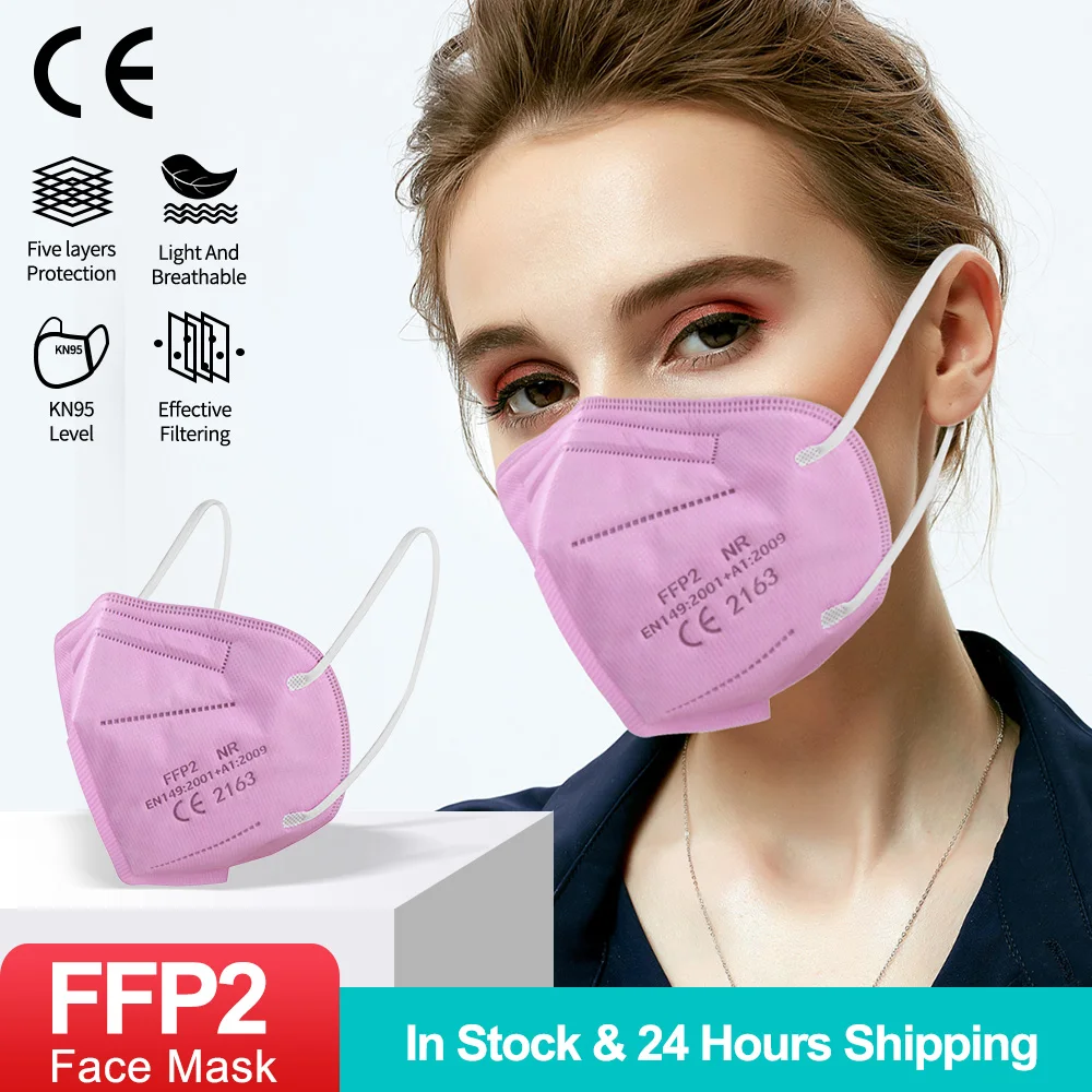 5-100PCS Colored FFP2 Mascarillas Approved KN95 Mouth Face Masks Reusable 5 Layer Protective Masque FP2 FPP2 Maske FFP2Mask