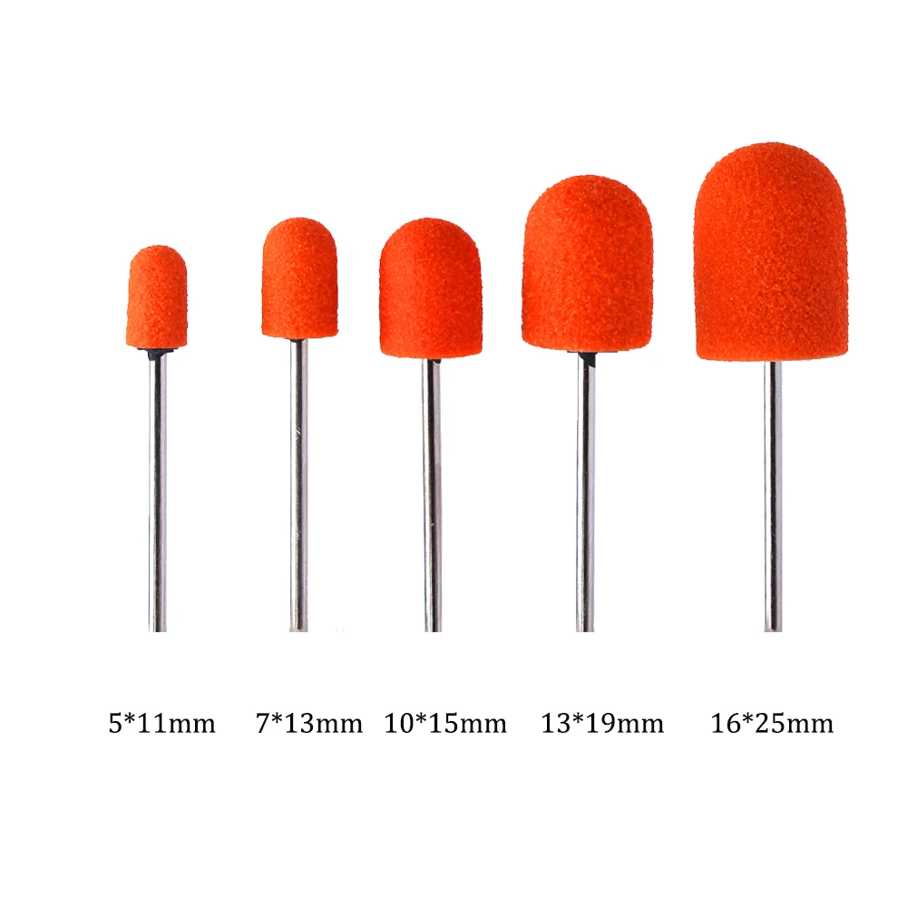 50PCS Orange Nail Sanding Caps Nail Drill Bit Electric Nail Clean Burr Rotary Polishing Remove Gel Cuticle Accessories Tools