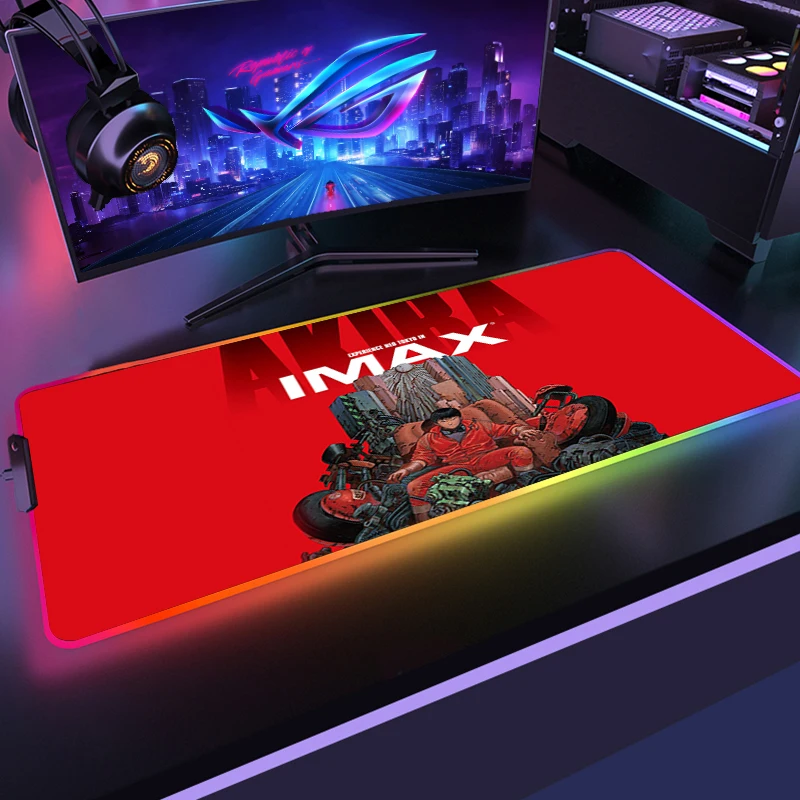 Imagem -04 - Anime Akira Rgb Gaming Xxl Mouse Pad Mousepad Grande Legal Mause Almofada Teclado Mesa Tapete Jogo de Borracha sem Deslizamento Led Mouse Esteira Gamer