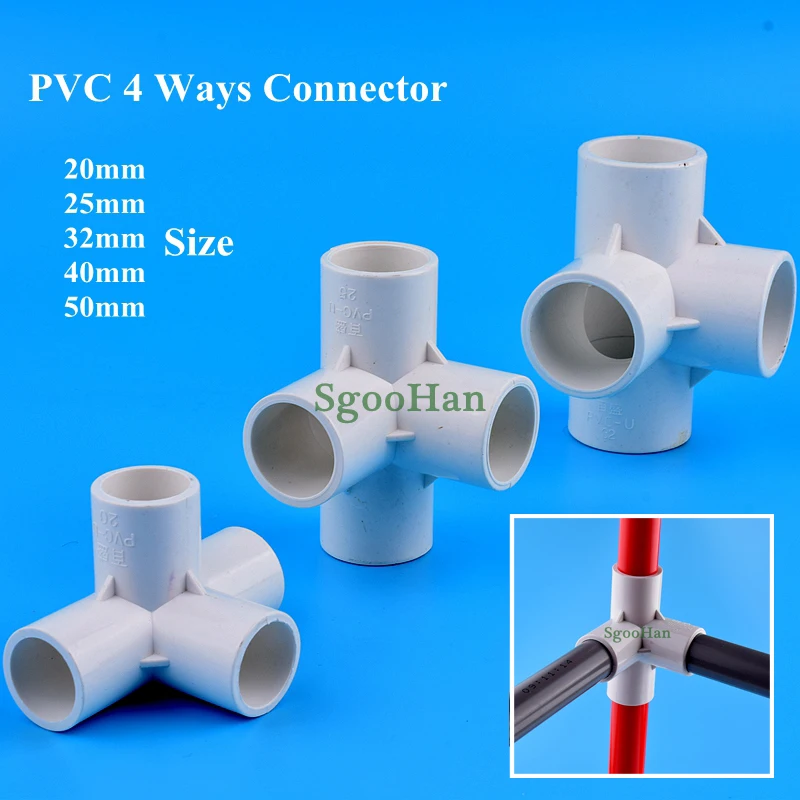 

5~50pcs White 20~50mm PVC Pipe 4 Way Connector Aquarium Fish Tank Tube Joints Irrigation System Plastic Frame Tube Fittings