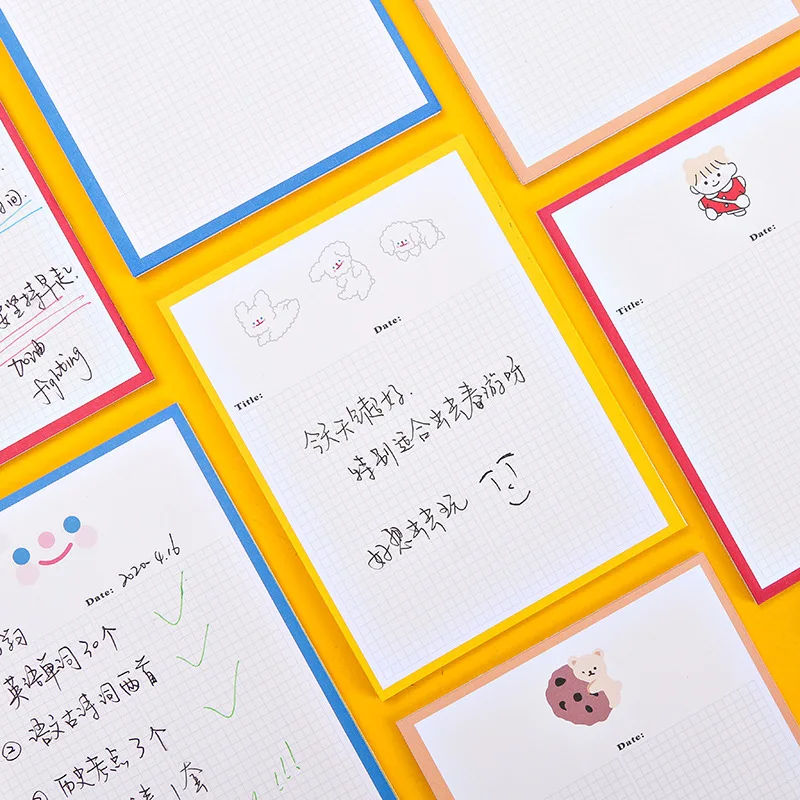 30 Pages Cartoon Grid Sticky Note Creative Memo Pad Notepad Planner Stickers Student Diary Kawaii Stationery Diy Notes