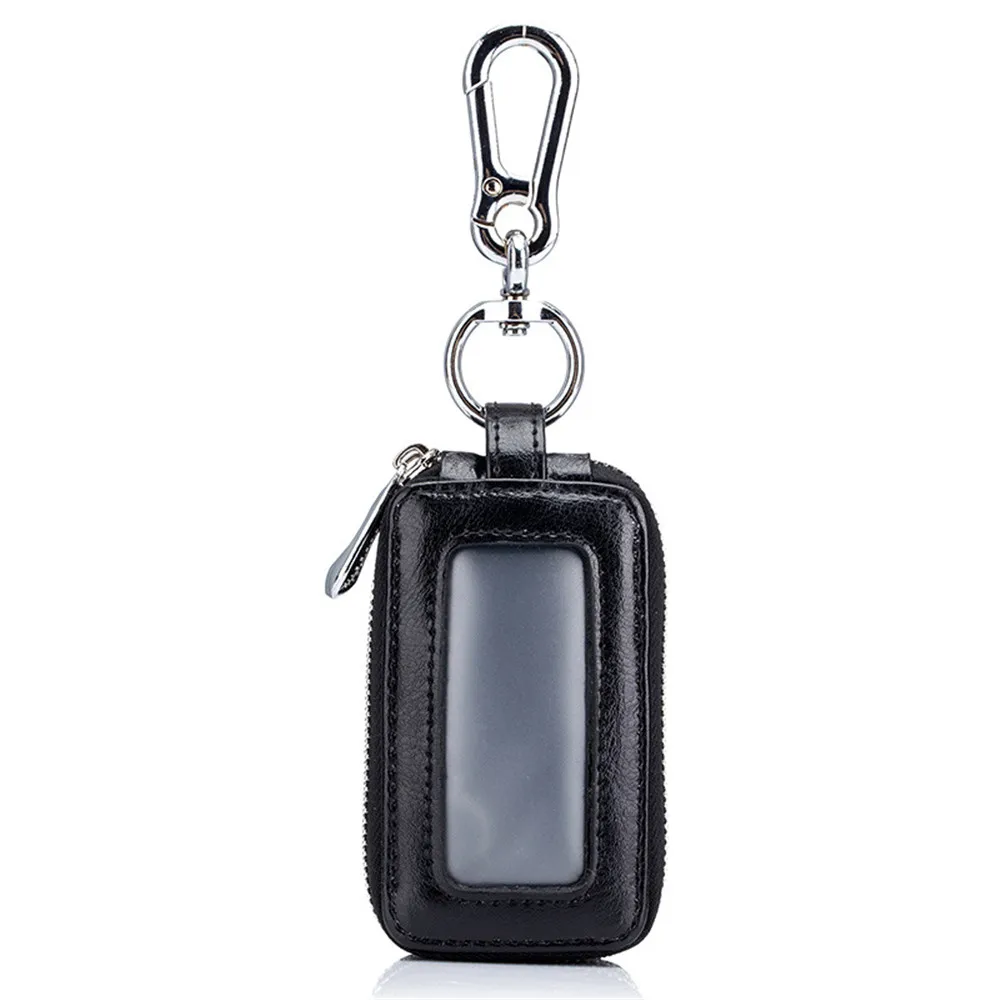 Genuine Leather Key Wallet Men Women Car Key Bag Multi Function Fashion Double Pocket Zipper Mini Wallet Keychain