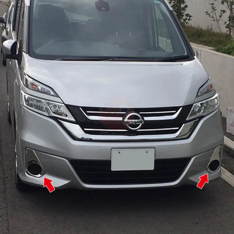 2pcs Fog Lamp Cover for Nissan Serena C27 SUS304 Protection Auto Exterior Stickers Trims