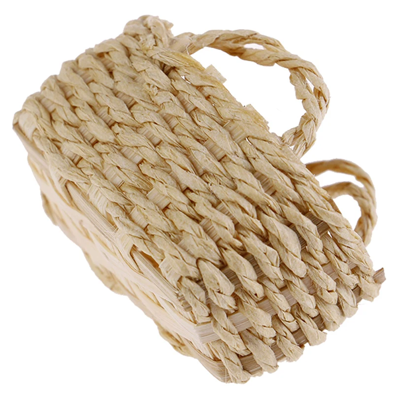 Mini 1/12 Cute Dollhouse Rattan Frame intrecciato a mano verdure cibo cestino bambole decorazione in miniatura