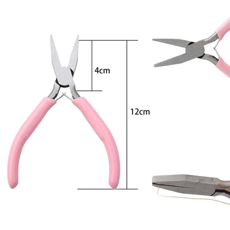 Schattig roze kleur handvat antislip splitsen en bevestigen sieraden tangen gereedschap en uitrusting kit voor doe-het-zelf sieraden maken handwerken