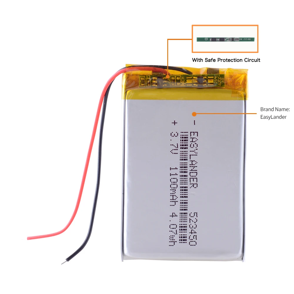 503450/523450 3.7V 1000mAh polimerowy akumulator litowy ph2. 0 2pin do smartfona GPS MP5 akumulator litowo-jonowy