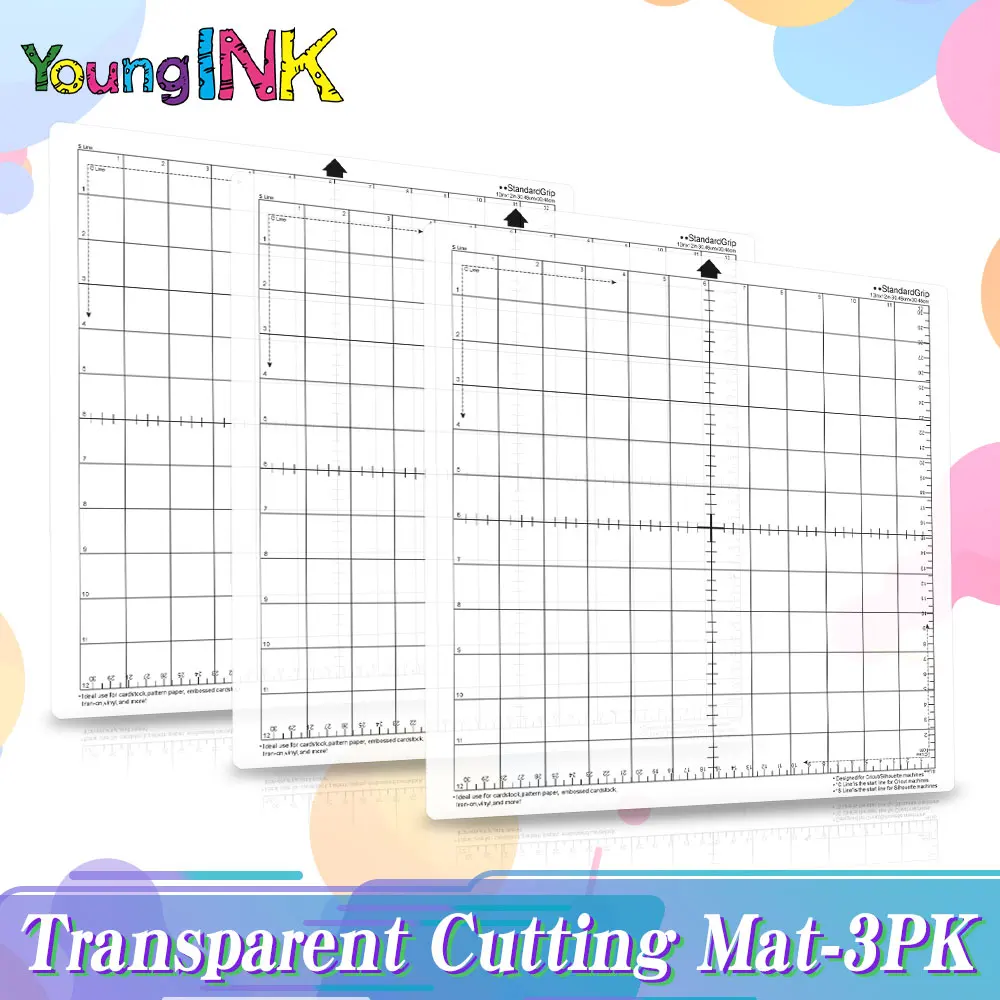 1-5PCS Replacement Cutting Mat Transparent Adhesive Mat with Measuring Grid 12*12-Inch for Silhouette Cameo Plotter Machine
