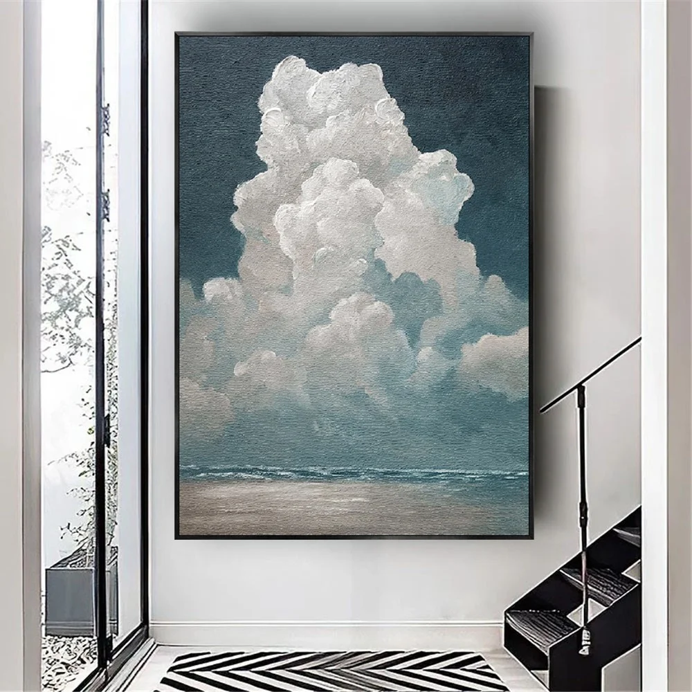 

Abstract White Cloud Picture Hand Painted Oil Painting White Texture Contour Map Modern Wall Art Wall Picture On Canvas For Home