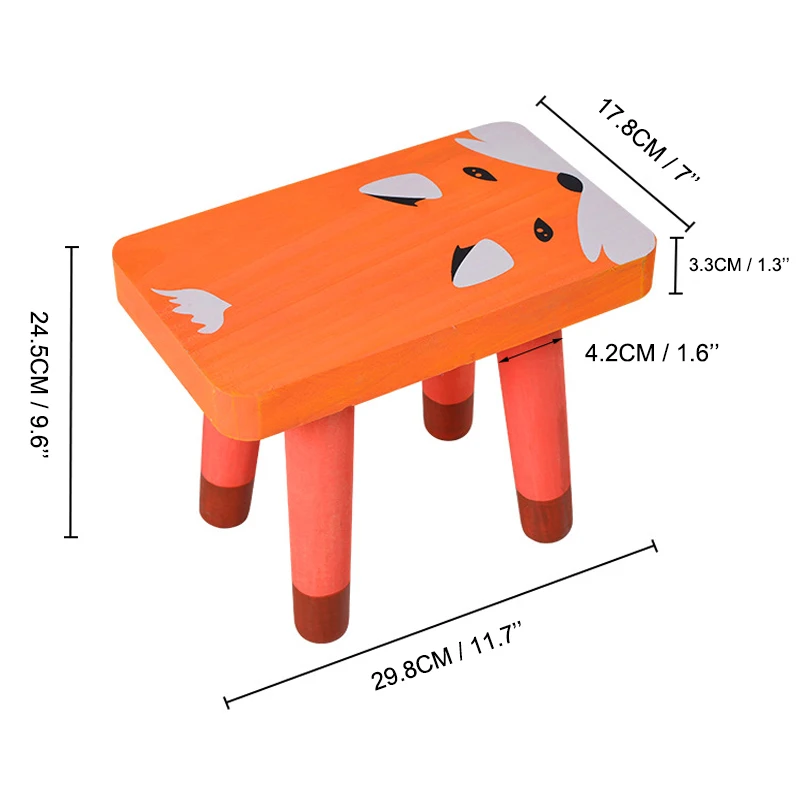 Kids Solid Wood Chair Cartoon Animal Stool for Children Boys Bedroom Playroom Homeschooling Nursery Furniture Home Décor