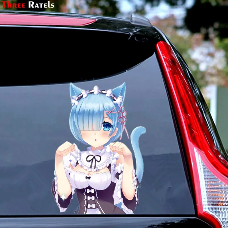 Three Ratels  FC706 kitty neko rem re zero anime girl car Stickers notebook decal