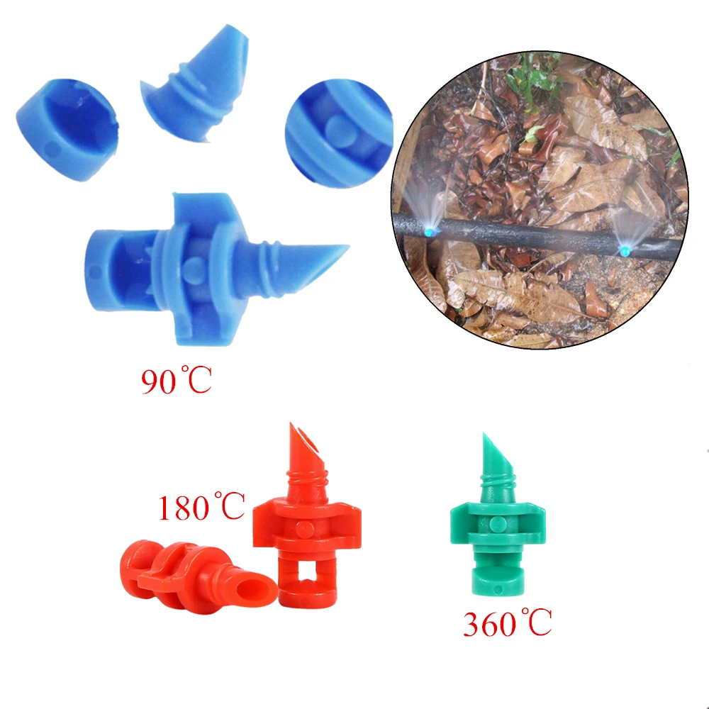 

50/100PCS 90 180 360 Degree Micro Garden Lawn Misting Spray Nozzle Refraction Nozzle Irrigation Fitting for Plant Mist Sprayer