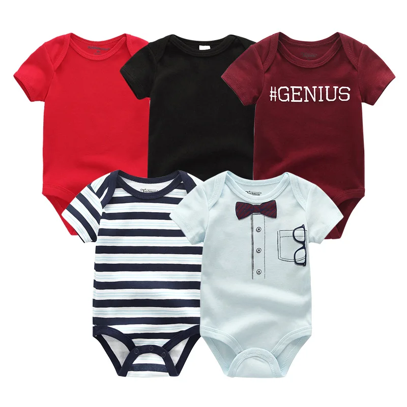 Fetchmous Unisex 5PCS Baby Girl Clothes Cotton Bodysuits Newborn Baby Boy Clothes Cartoon Print Girls Baby Clothing Ropa Bebe