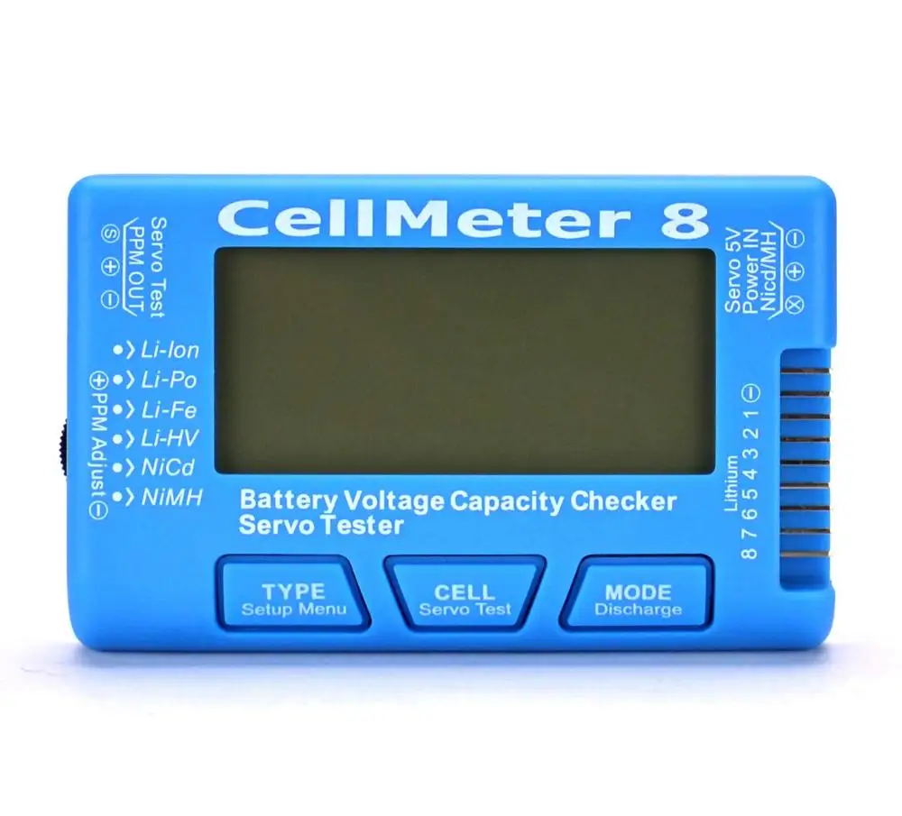 CellMeter 8 Multifunctional Digital Power Servo Tester 2S-8S For Li-Po,Li-lon,Li-Fe,NiCd,NiMH RC Airplane Spare Parts