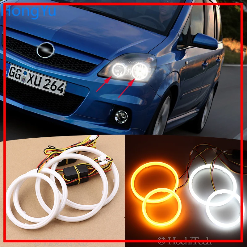 

Cotton Switchback LED White Amber Angel Eye Halo Rings DRL turn signal light for Opel Zafira B 2005-2014