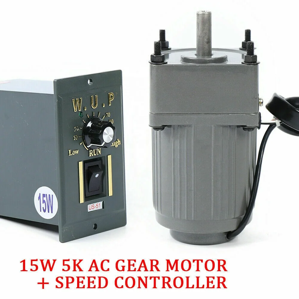 US STOCK 110V 15W 5K AC gear motor electric motor variable speed controller 270~0RPM.