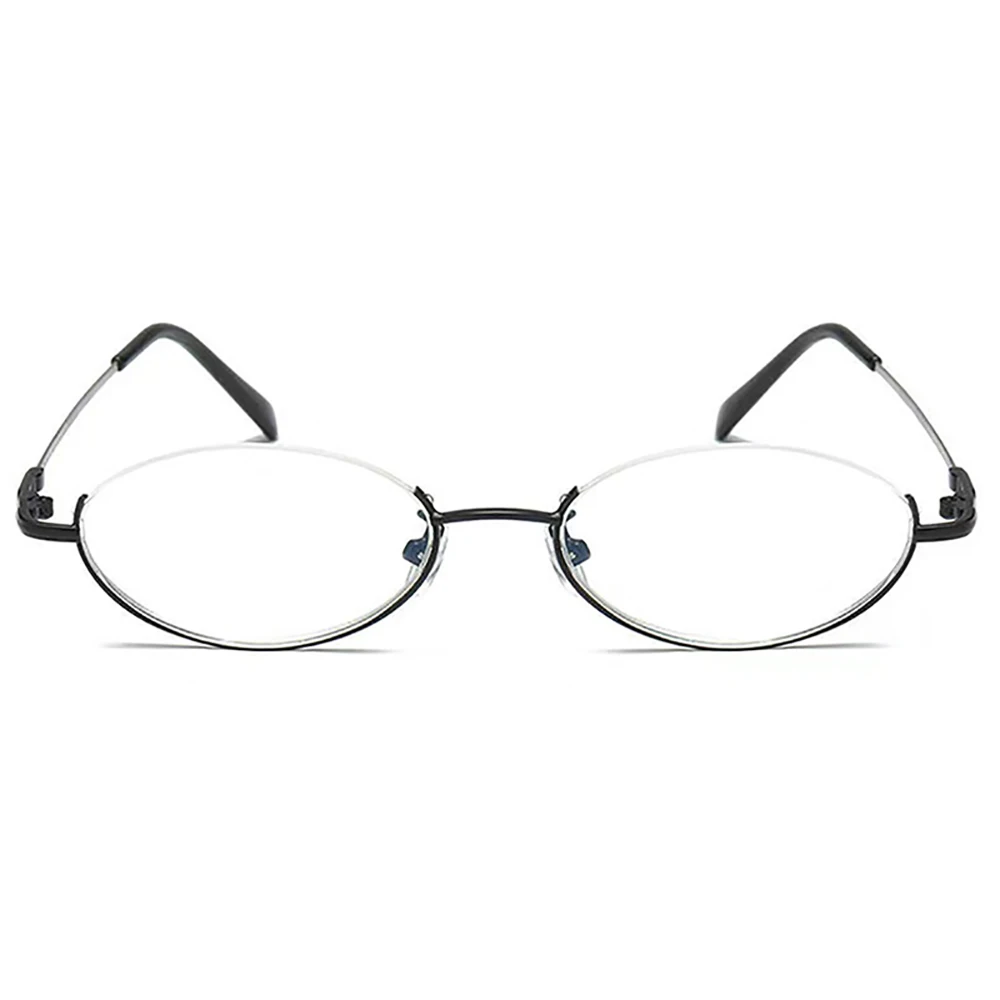 Retro Anti-Blau Licht Lesebrille Oval Design Halb Rahmen Hyperopie Brillen Runde Brille Männer Frauen Flexible Rahmen + 3,5 + 4 – Detail 2