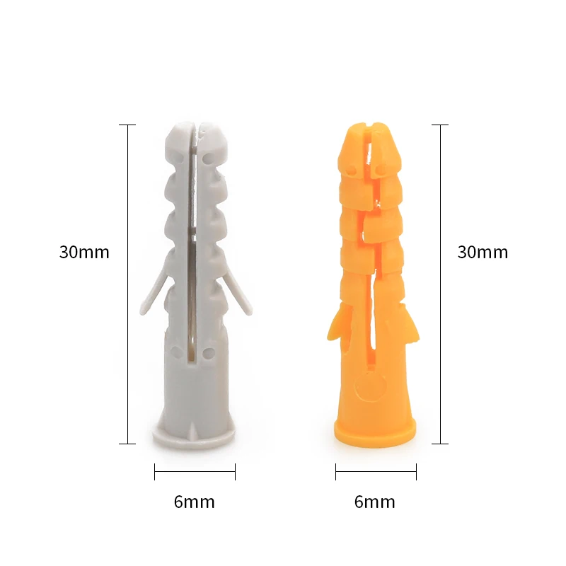 Colonne d\'injecteur à vis en nylon, bouchon en caoutchouc, bouchons muraux en plastique, jaune et gris, cloison sèche, tuyau M6 x 30mm, 6 000, 150