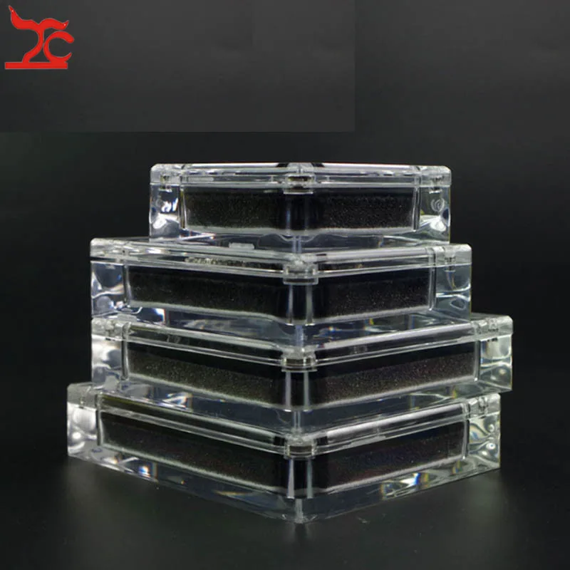 Acrylic Magnet  Square Jewelry Diamond Pendant Display Storage Box Black White Double-sided Ring Jewelry Storage Gift  Box