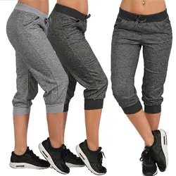 Women Summer Short Pants Sweatpants Capri Pants Cropped Jogger Running Pants Loose Casual Drawstring Waist with Side Pockets