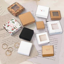 50Pcs Square Window Lollipop Kraft Packaging Box Handmade Soap Candy Storage Carton Baby Shower Wedding Favor Gift Boxes Decor