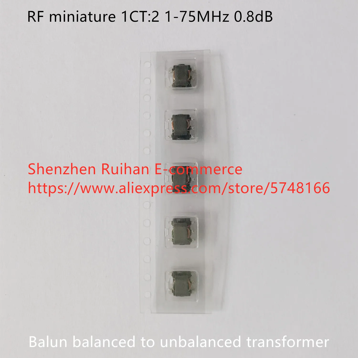 Original new 100% RF miniature 1CT:2 1-75MHz 0.8dB balun balanced to unbalanced transformer