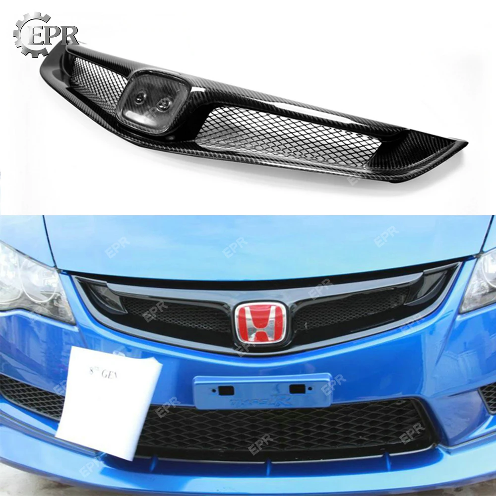 Carbon Mugen Bumper Grill For Civic FD2 Type R Mugen Carbon Fiber  Front Grill Body Kits Racing Trim Part For FD2 Civic Tuning