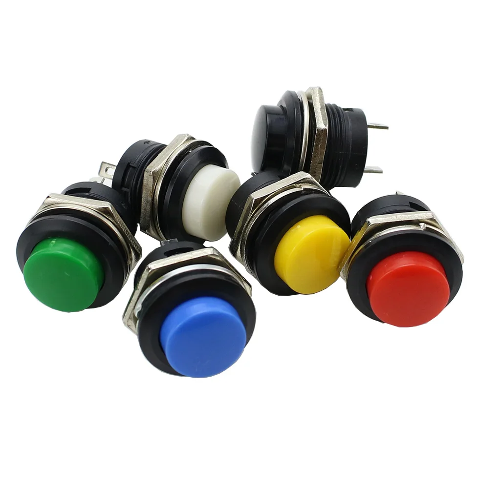 1pcs Push button switch button jog switch R13-507 16MM red green round lockless reset switch