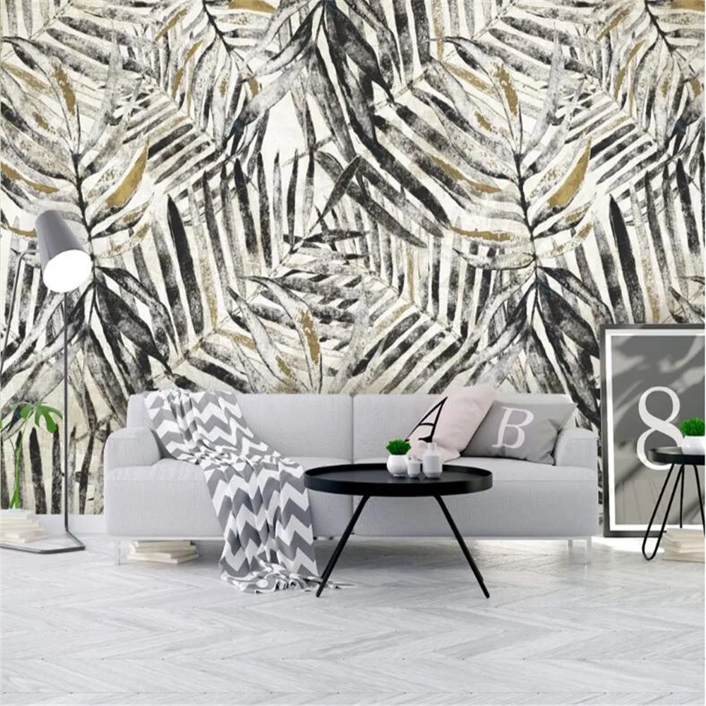 

Milofi custom large-scale mural Nordic simple retro nostalgic rainforest plant banana leaf garden wallpaper background wall