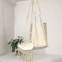 Hammock Chair Macrame Swing  Hanging Cotton Rope Hammock Swing Chair for Indoor and Outdoor Use