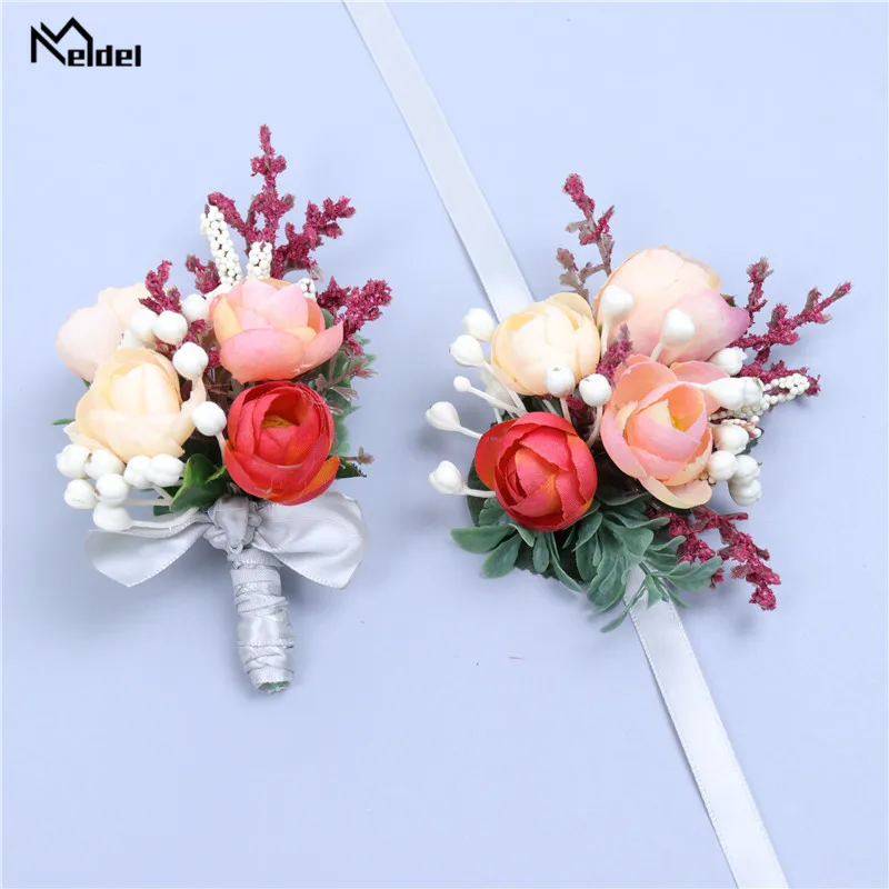 Meldel Disznóserte Előlép boutonniere esküvői Csukló Blúz bridesmaids Karcsat Bekötöz boutonniere esküvői Esketés Blúz Narancs virágos