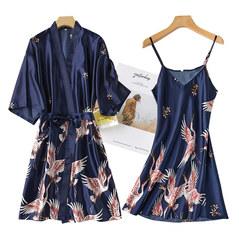 Women Rayon 2PCS Robe Set Bride Bridesmaid Wedding Robe Gown Lace Sexy Kimono Bathrobe Night Dress Casual Nightgown Sleepwear