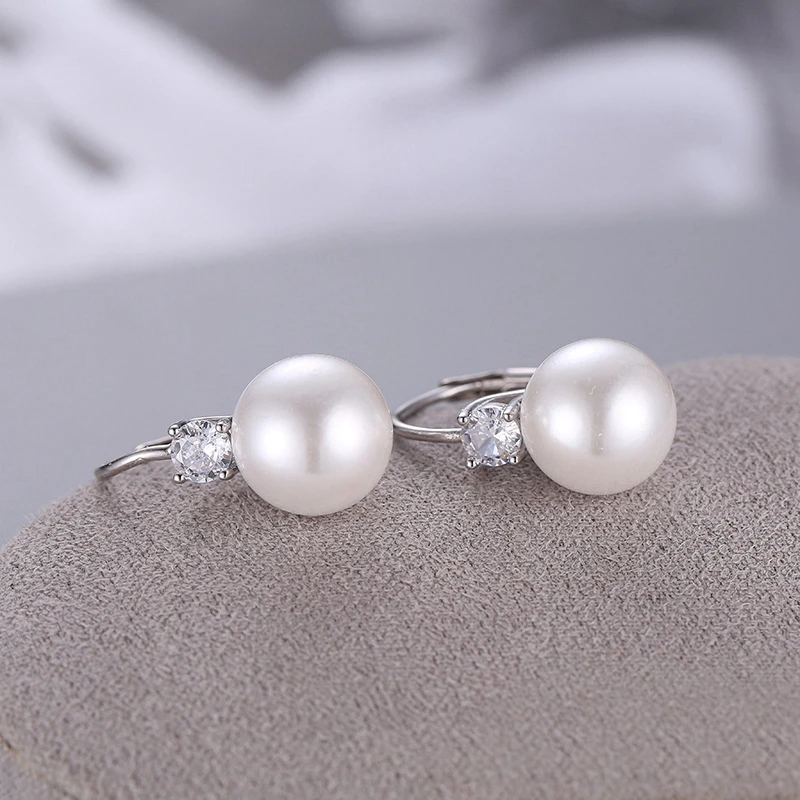 Fine Jewelry Pure 100% 925 Sterling Silver Earrings Luxury Pearl Earring For Women Anniversary Wedding Silver 925 Jewelry