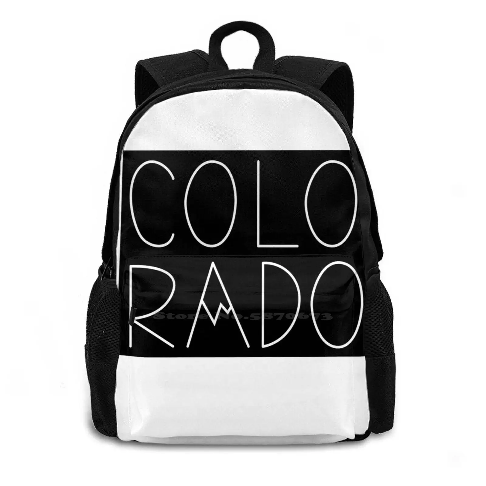 Colorado State Word Art-Black New Arrivals Unisex Bags Casual Bag Backpack Colorado State Map Travel Word Art Shape White