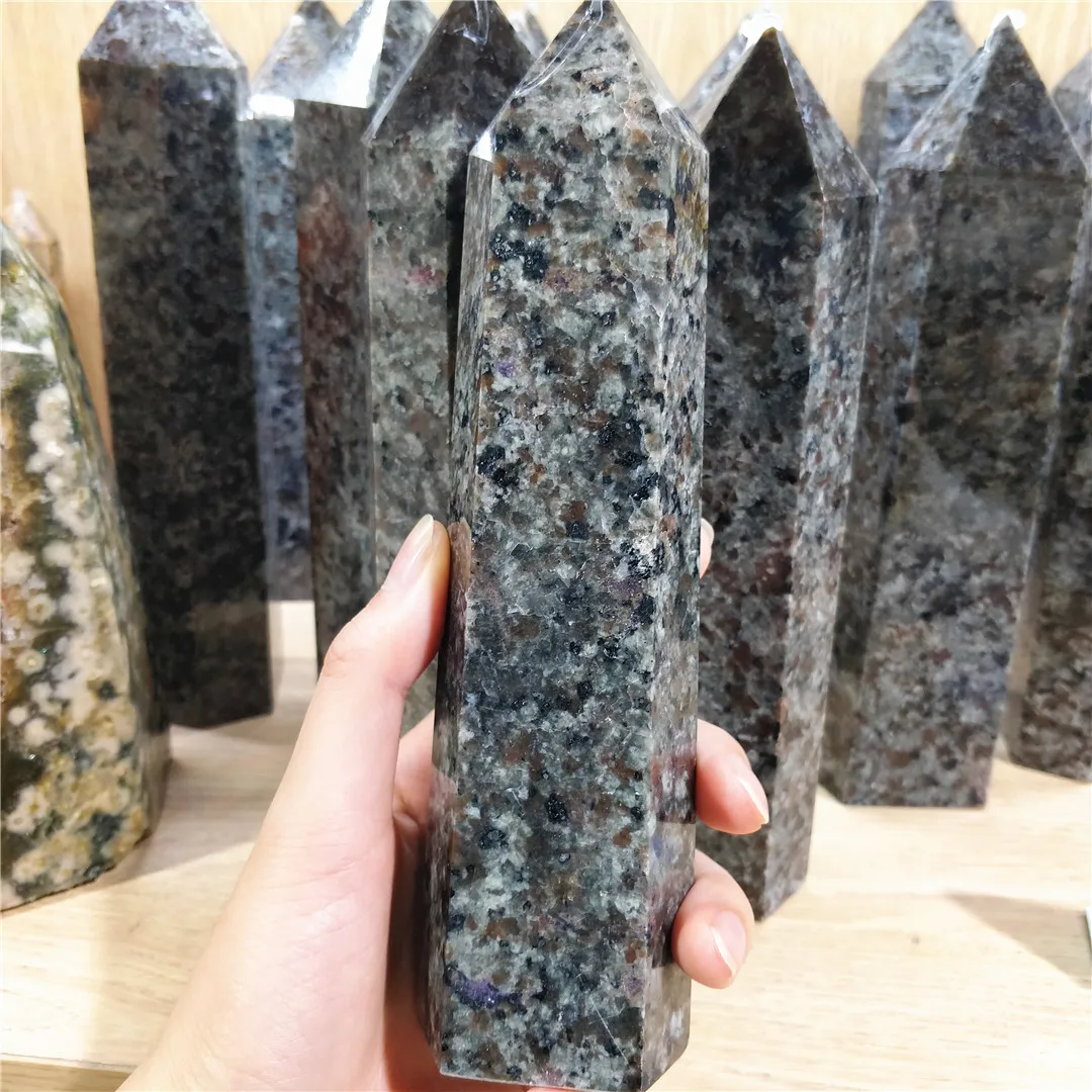 100% Natural Flame Stone Yooperlite Crystal Rock Polished Large Tower Ornament Energy Geology Minerals Decoration Collections