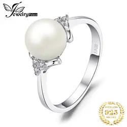 JewelryPalace 8mm White Shell Pearl 925 Sterling Silver Rings for Women Engagement Trendy Ring Fashion Gift Fine Jewelry