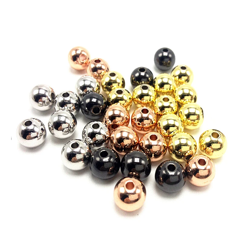 3 4 5 6 8mm Stainless Steel Rose Gold Spacer Beads Charm Loose Beads DIY Bracelets Beads for Jewelry Making fit Charm Findings