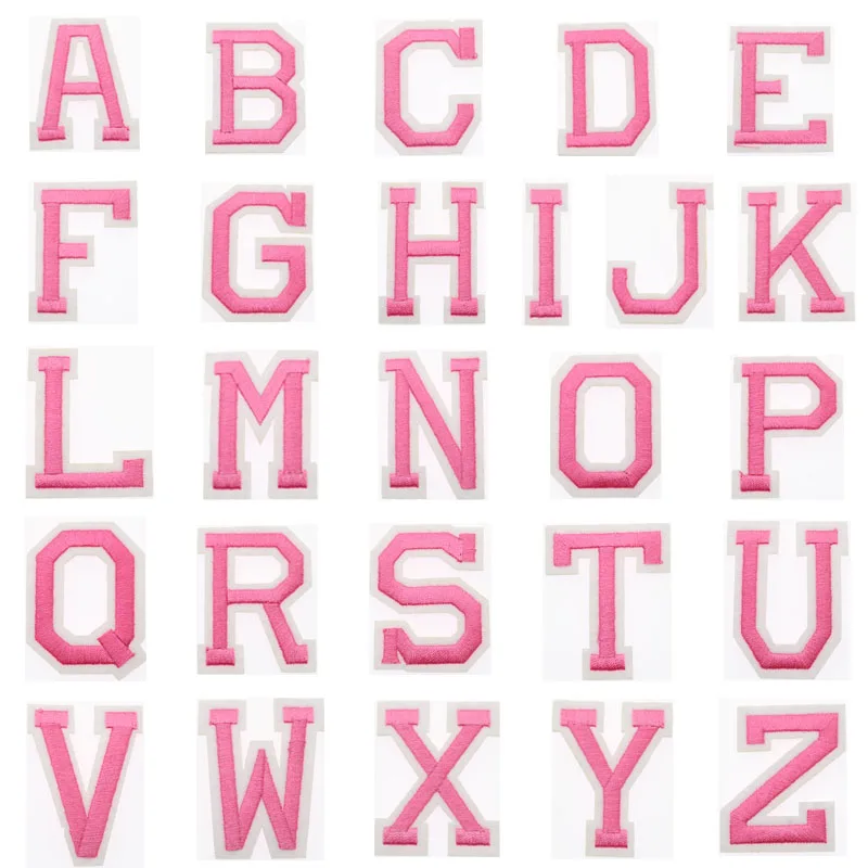 1pc English Alphabet Pink 26 Mixed Embroidery Patch DIY Decorative Clothing Applique Delicate Embroidery Letter Stickers