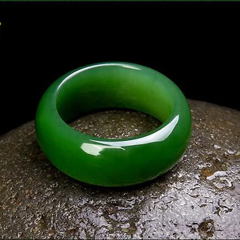 Genuine Green Hetian Jade Ring Natural Stone Men Women Emerald Jadeite Rings Jewelry Accessories For Girlfriend Mom Gifts