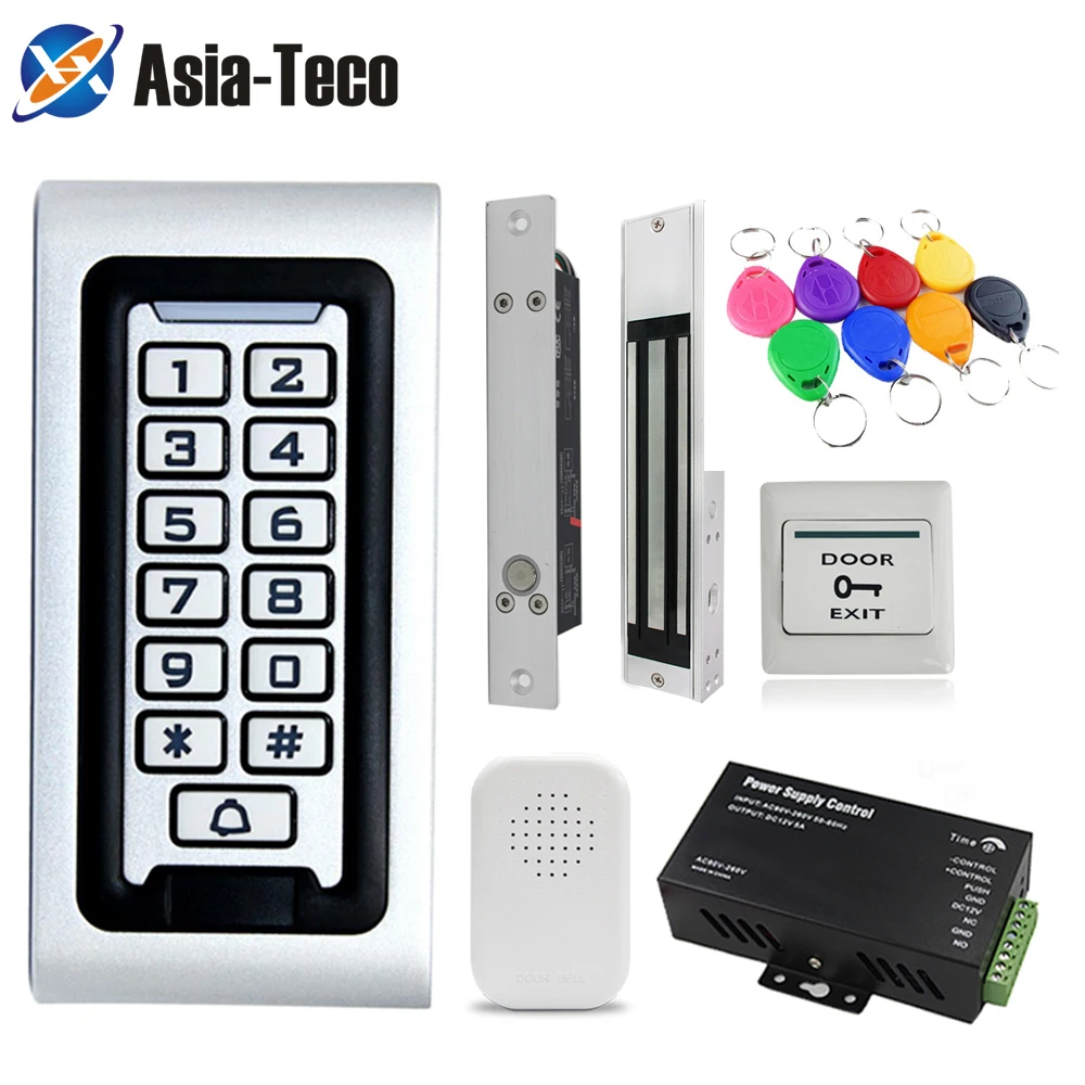 

IP67 Waterproof RFID Metal Access Control Kit All-in-one Silicone Key Magnetic Locks Sets 125KHz Access Control System S601 Kits