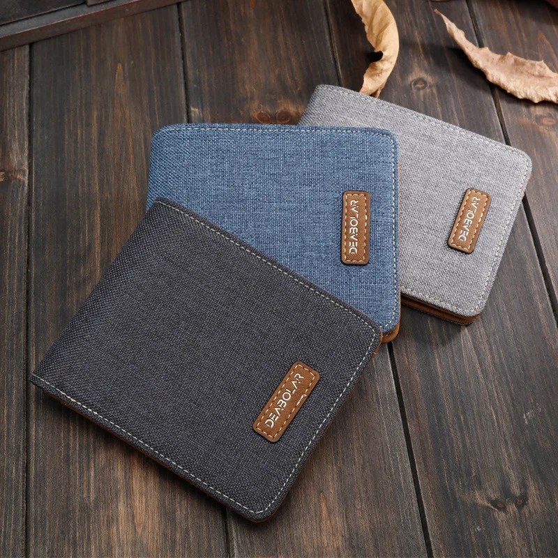 Men's Short Wallet Student Leisure Canvas Wallet Ultrathin Purse Simple Wallet