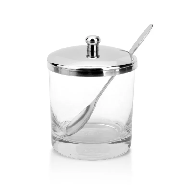 Transparent Stainless Steel Glass Spice Bottle with Spoon, Kitchen Sugar Pots, Salt Shakers, Storage Bottle