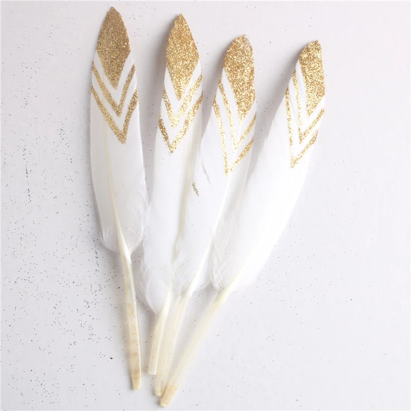 Wholesale Gold Color Goose/Duck Feathers DIY Crafts Jewelry Accessories wedding Decoration Newest to the market Plumes