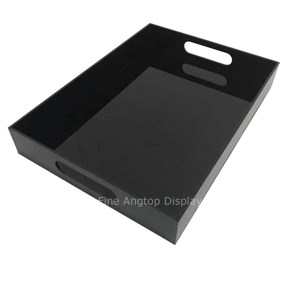 Modern Premium Black Acrylic Tray Tabletop Jewelry Cosmetic Display Holder