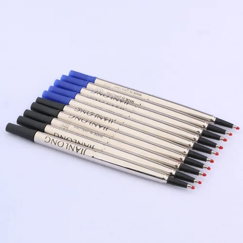 Imagen 1 del producto Recambios de tinta para bolígrafo rollerball 0,5 de alta calidad, 5 unidades, bolígrafo de tinta negro con firma azul, suministros escolares de oficina impermeables de acero inoxidable