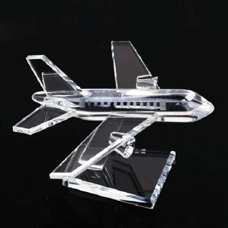 Delicate Crystal Glass Airplane Model Small Plane Aircraft Art Office Decoration Child Gift