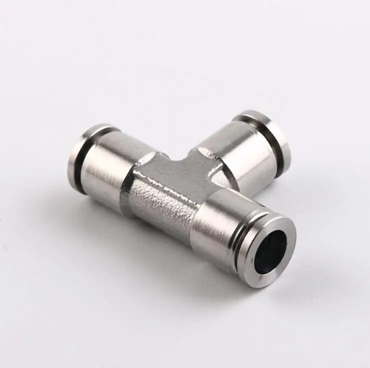 Pneumatic 4mm 6mm 8mm 10mm 12mm 14mm 16mm Union Tee stainless steel 316 Push in fitting