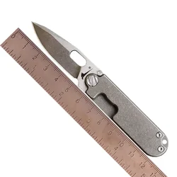 NAITHAWK TAX Pocket Gift Titanium Handle D2 Stonewashed Blade Mini Lightweight EDC Outdoor Camping Folding Knives