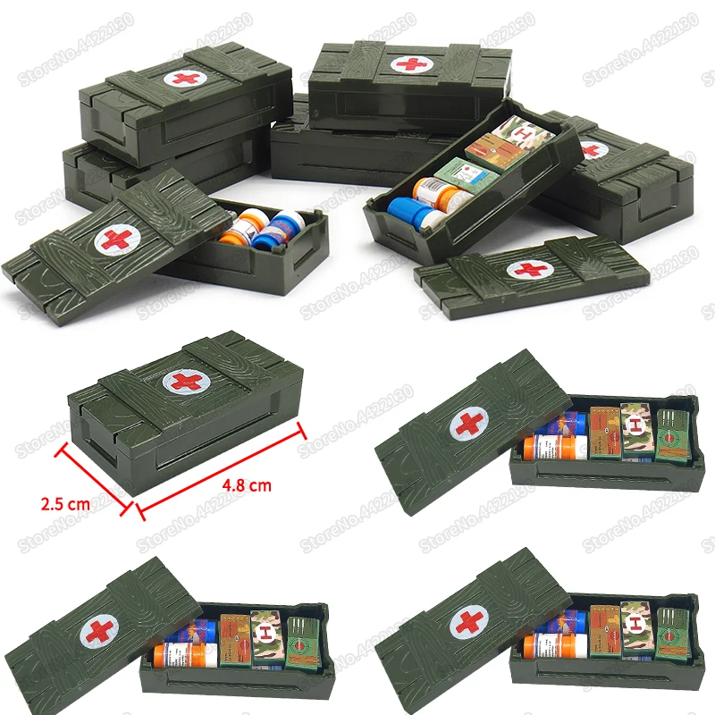 WW2 battlefield Building Blocks first aid Supply box DIY military Special police city series with Figures Moc Christmas gift toy